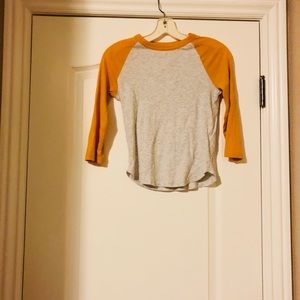 Gray and orange baseball tee